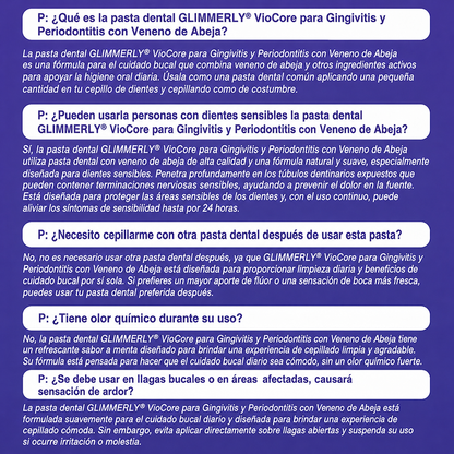 墨西哥 GLIMMERLY® VioCore: pasta dentífrica para el tratamiento de la gingivitis y la periodontitis con veneno de abeja