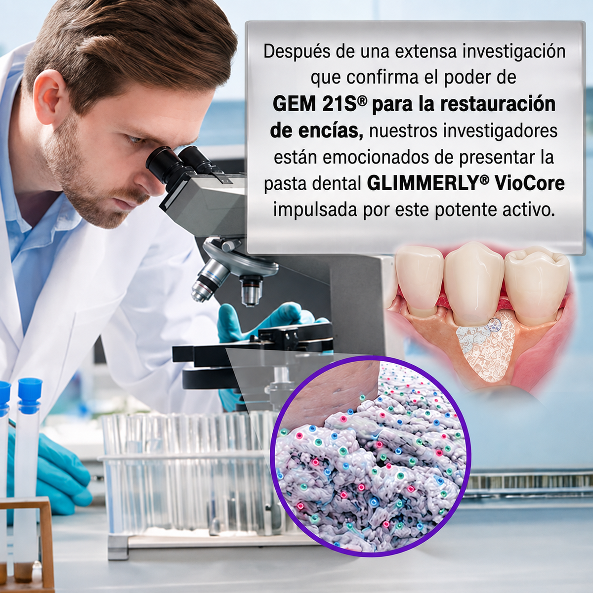墨西哥 GLIMMERLY® VioCore: pasta dentífrica para el tratamiento de la gingivitis y la periodontitis con veneno de abeja